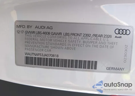 2018 Audi A5 2.0T Premium from USA, damaged, VIN WAUTNAF53JA070818